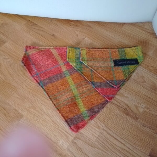 Orange and Yellow Shetland Tweed Dog Bandana - Small