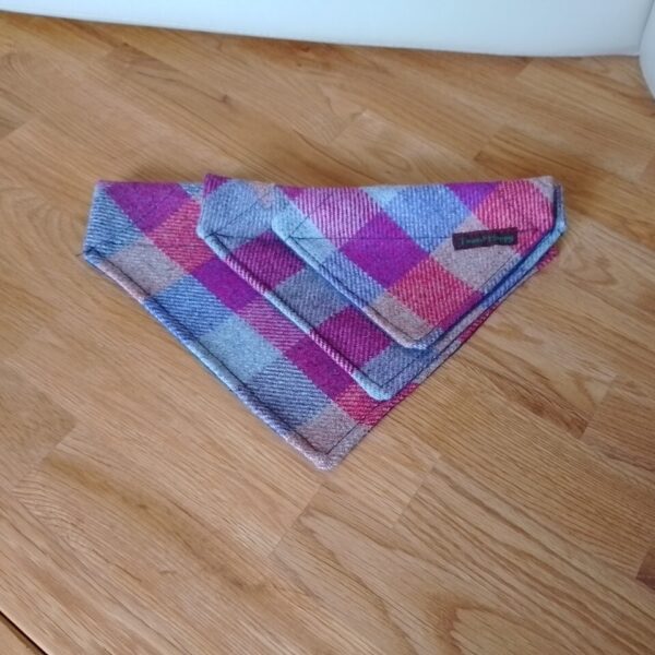 Pink and Purple Shetland Tweed Dog Bandana - Small
