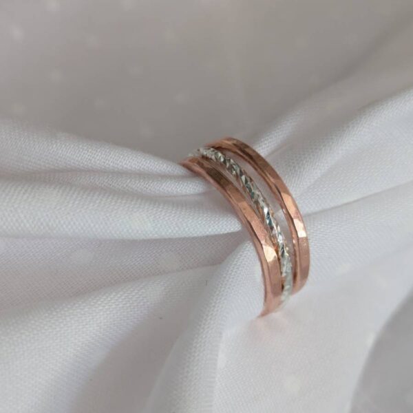 Copper and Silver Sparkle Stacking Rings - Tracked48 Delivery