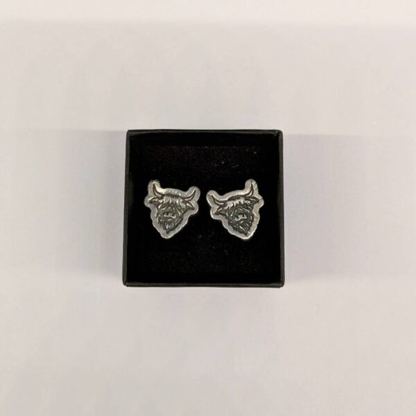 Highland Cow Silver Stud Earrings - Tracked 48