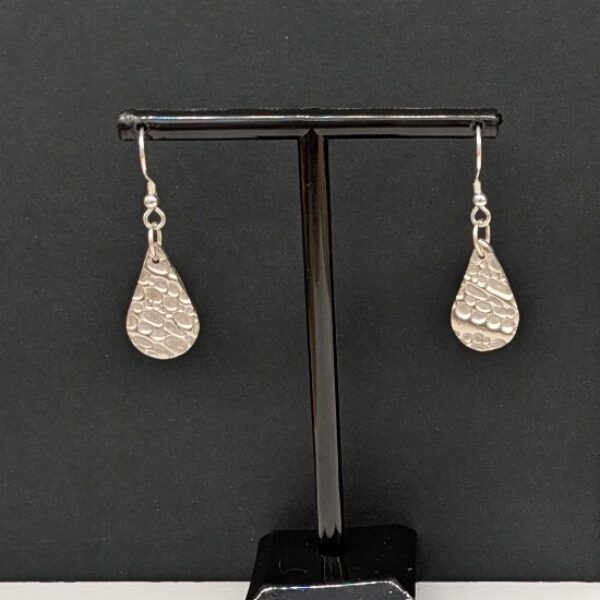 Silver Textured Teardrop Earrings Pebble - Tracked48 Delivery