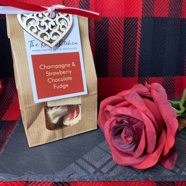 Champagne and Strawberry White Chocolate Fudge