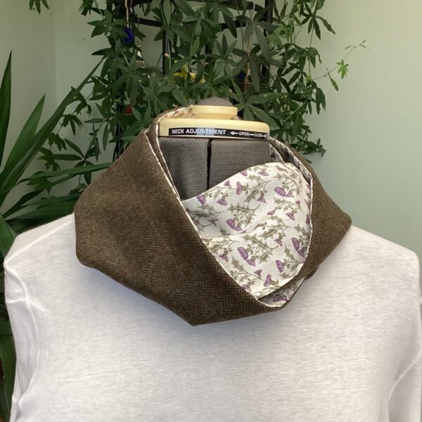 Hunting Green Check Tweed Infinity Scarf