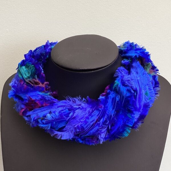 Electric Blue Feather Twister Scarf