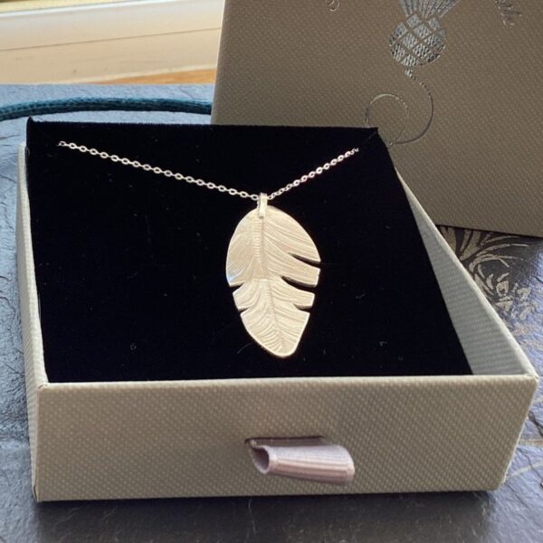 Solid Silver Feather Pendant
