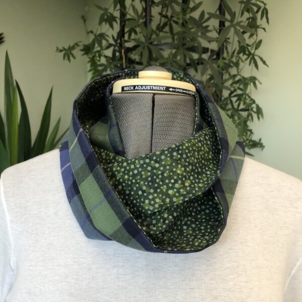 Green and Blue Tartan Infinity Scarf