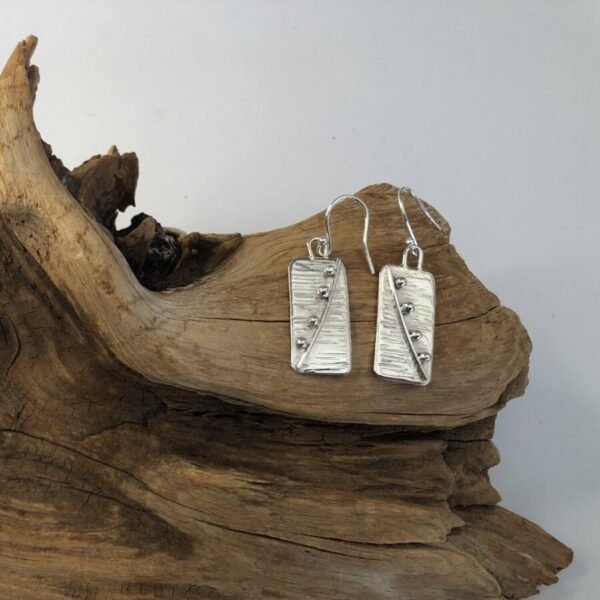 Sterling Silver Hammered Rectangle Earrings