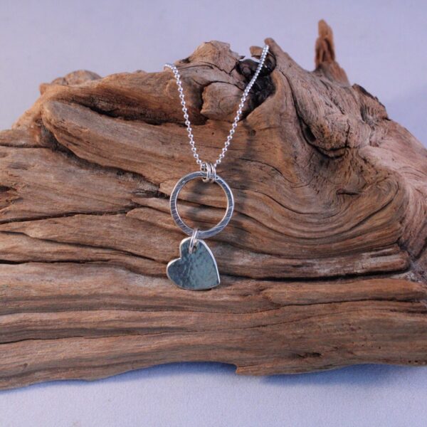Sterling Silver Heart and Circle Pendant