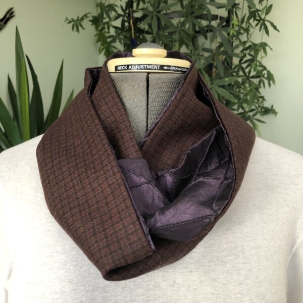 Highland Peat Tweed Infinity Scarf Taffeta Lining