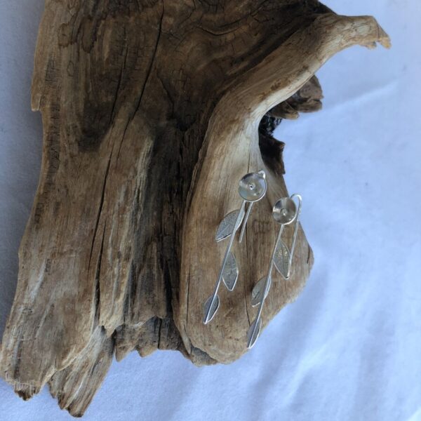 Sterling Silver Leaves, Dome & Ball Earrings