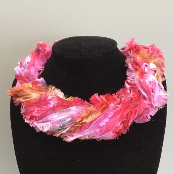 Pink Blossom Feather Twister Scarf