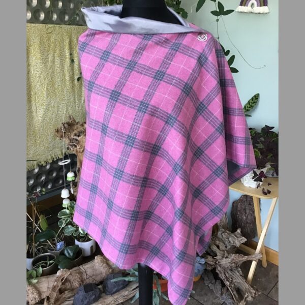 Pink and Grey Tweed Cape Poncho