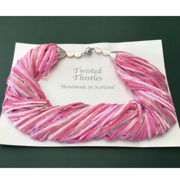Pink and White Stripe Twister Scarf