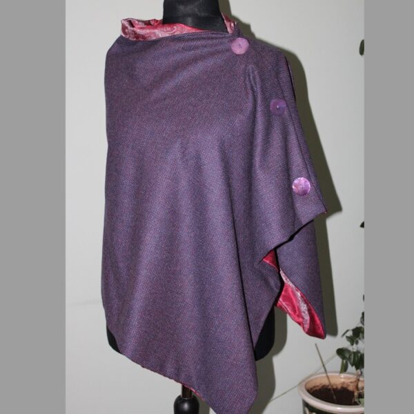 Purple Mix Tweed Cape Poncho