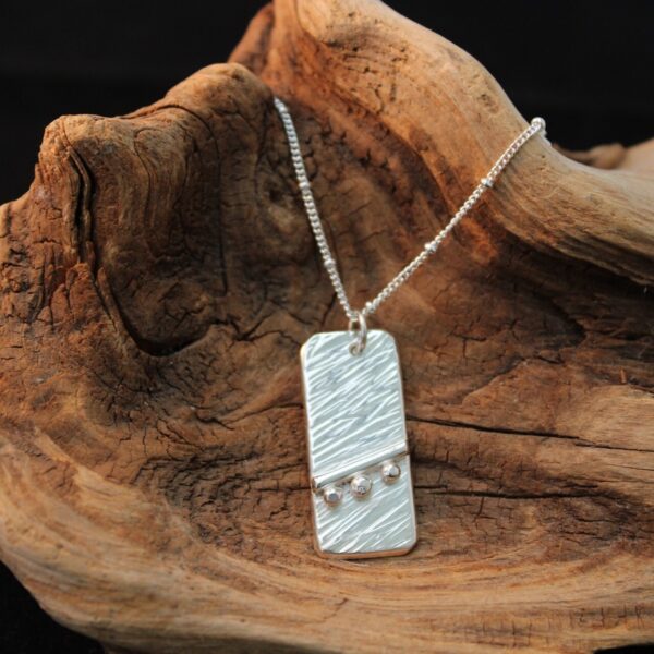 Sterling Silver Hammered Rectangle Pendant