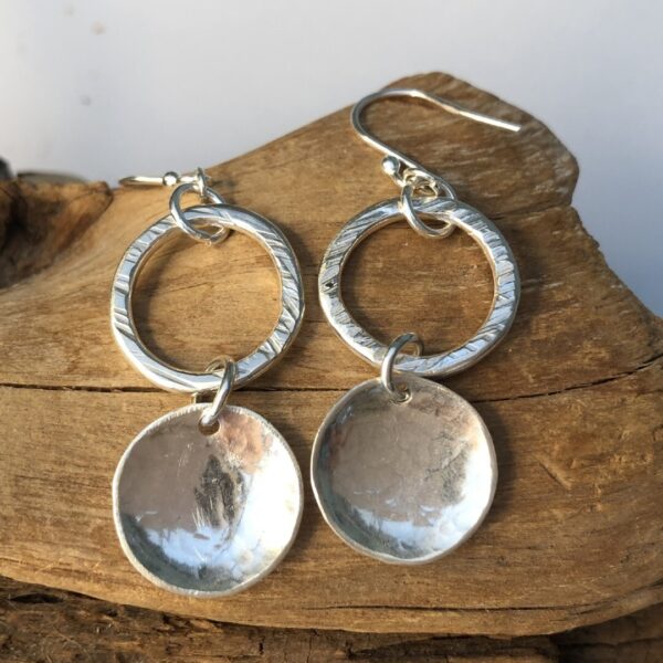 Sterling Silver Circle and Disc Earrings