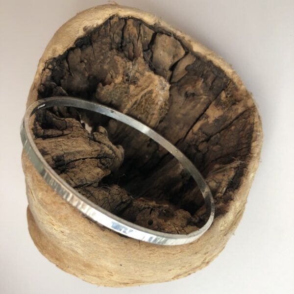 Thin Silver Textured Bangle