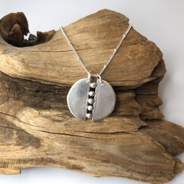 Two Sterling Silver Semi Circles and Balls Pendant