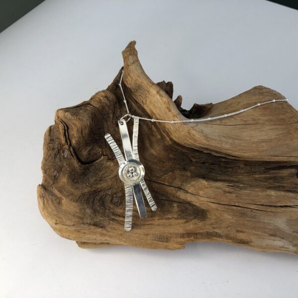 Solid Silver Textured & Plain Curve Pendant