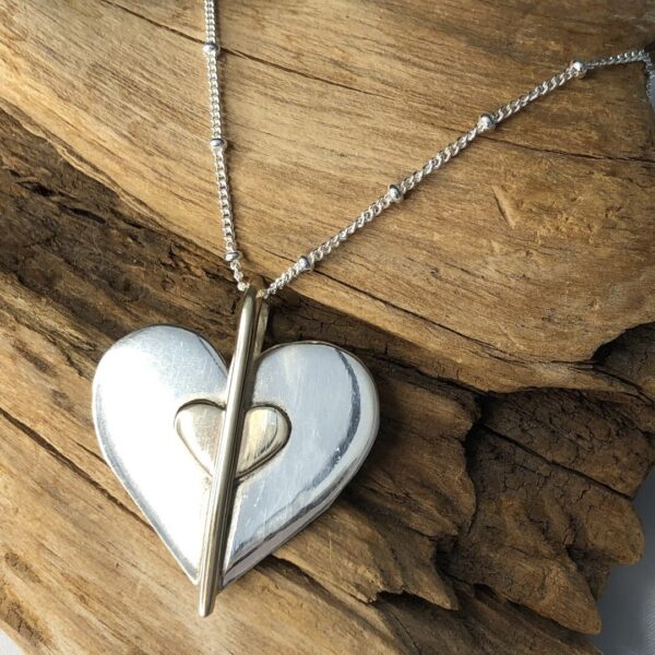 Sterling Silver and 9ct Gold Heart Necklace