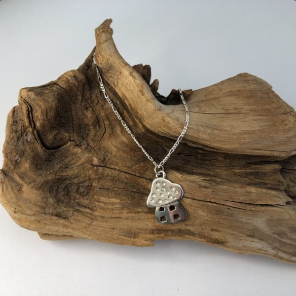 Solid Silver Toadstool House Pendant