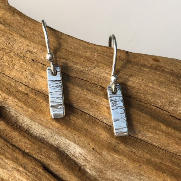 Sterling Silver Small Hammered Bar Earrings