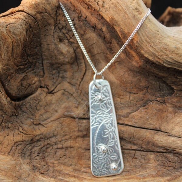Sterling Silver Textured Pendant with Beads