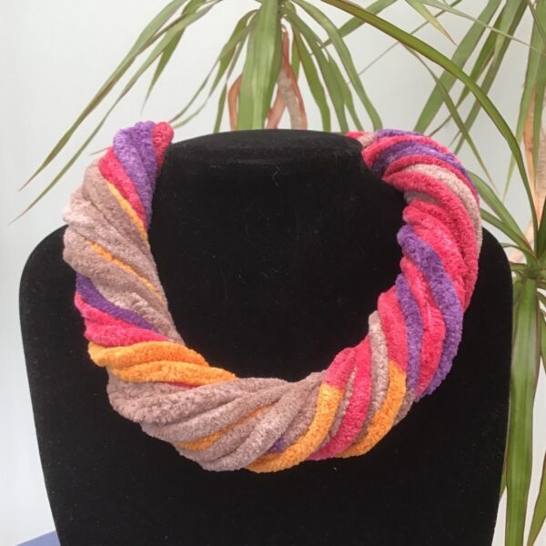 Brown, Yellow and Pink Twister Scarf
