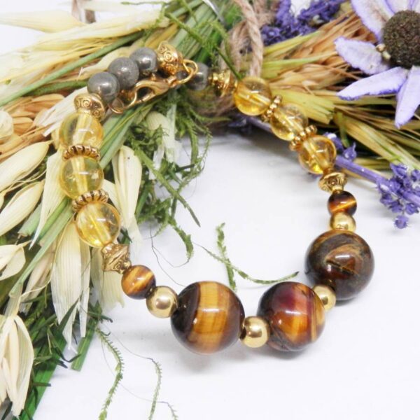 Tiger's Eye and Citrine Memory Wire Bracelet