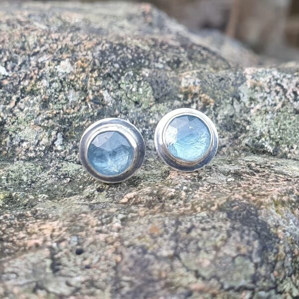 Aqua Kyanite Stud Earrings