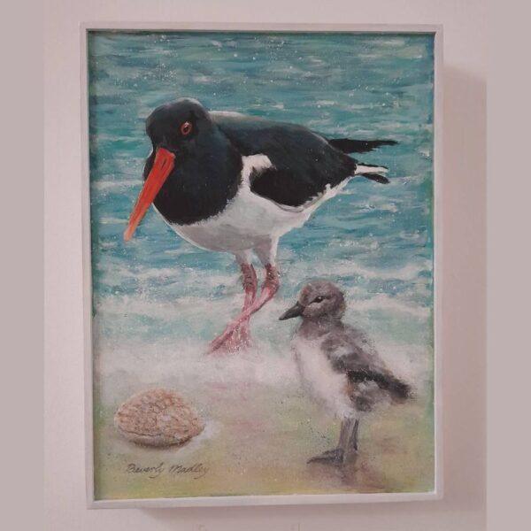 Oystercatcher and Chick Painting