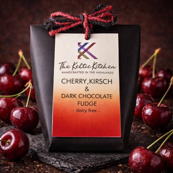 Cherry and Kirsch Dark Belgian Chocolate Fudge