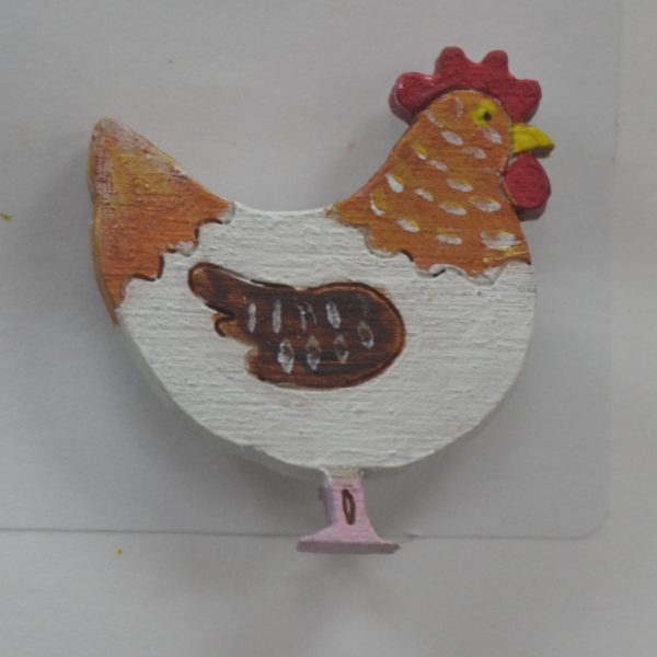 Hand painted chicken pre -cut brooch
