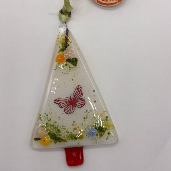 Fused Glass Copper Butterfly Tree Decoration