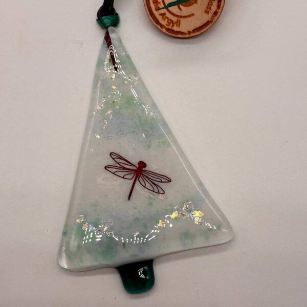 Fused Glass Copper Dragonfly Tree Decoration