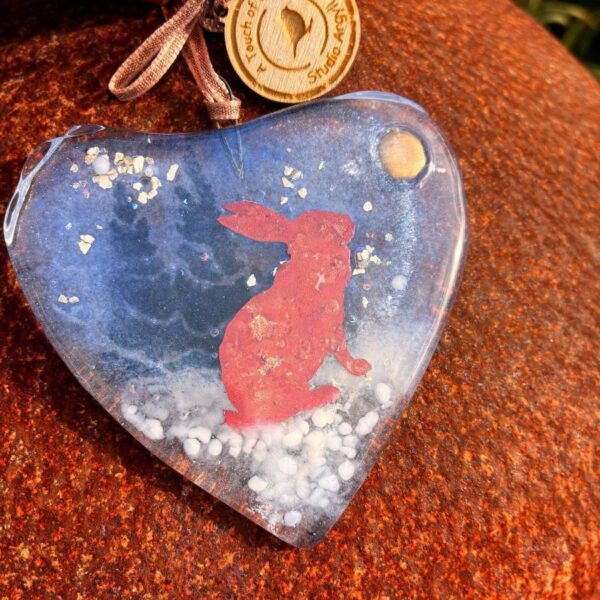 Fused Glass Winter Copper Hare Decoration
