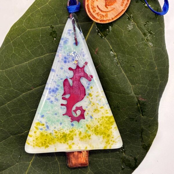 Fused Glass Copper Seahorse Tree Decoration