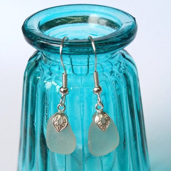 Dangly Clear Sea Glass Earrings - Bag