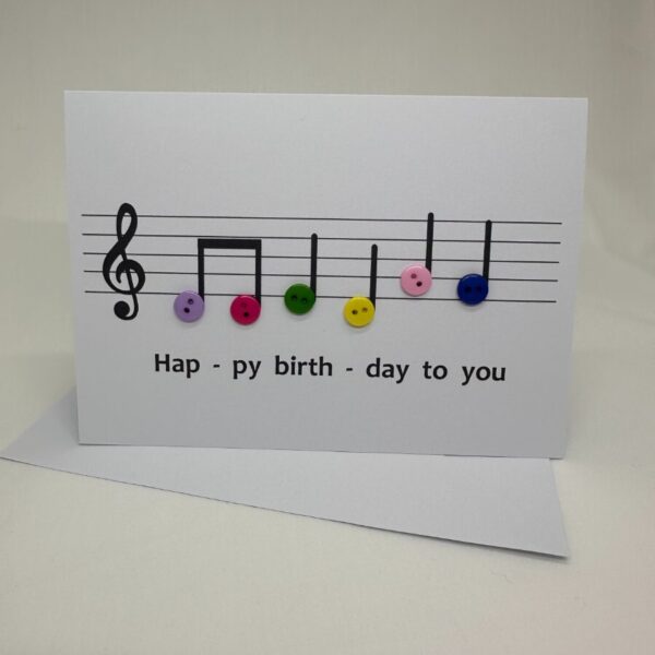 Happy Birthday Musical Notes White Card