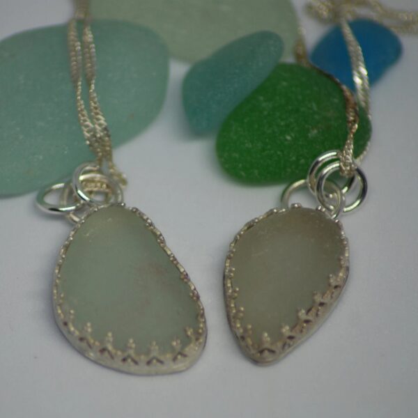 Fancy Clear Sea Glass Bezel Pendant - Bag