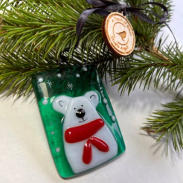 Fun Fused Glass Polar Bear Decoration