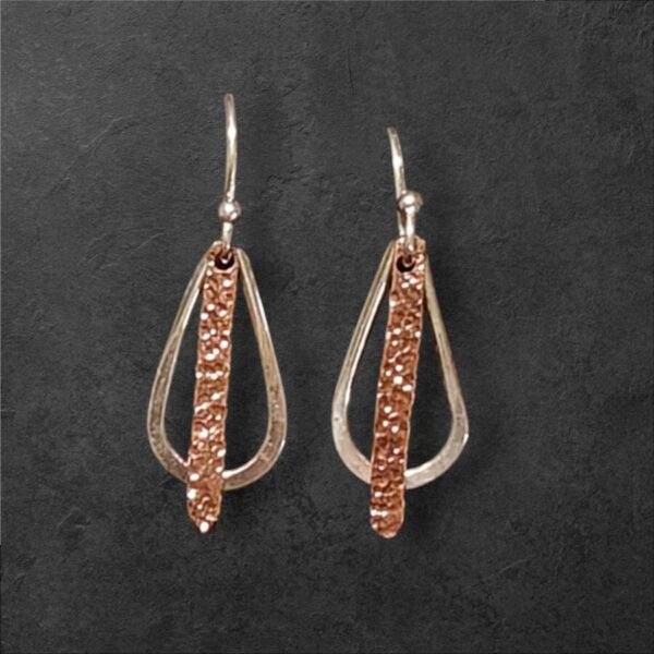 Silver and Copper Teardrop Earrings