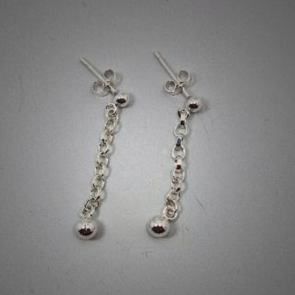 Ball and Chain Sterling Silver Earrings