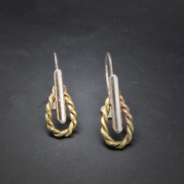 Twisted Golden Loop with Silver Earrings