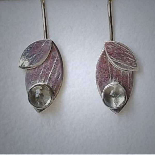 Peridot on Silver Leaves Earrings