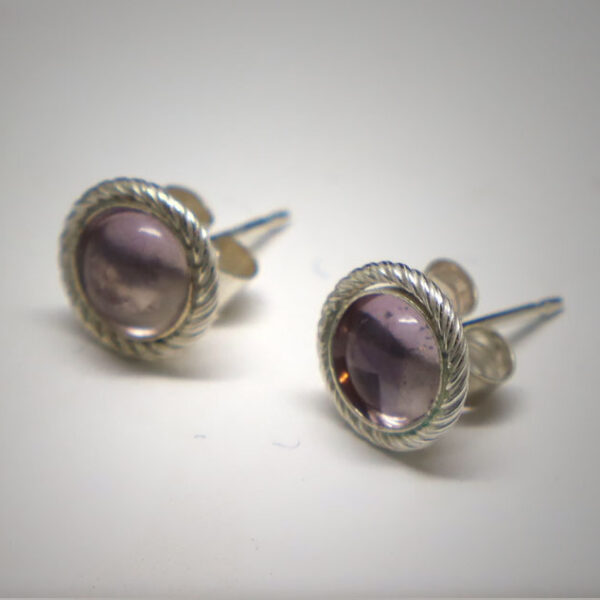 Pink Amethyst in Silver Braid Earrings