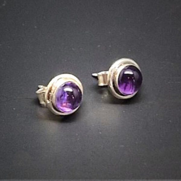 Amethyst in Silver Stud Earrings