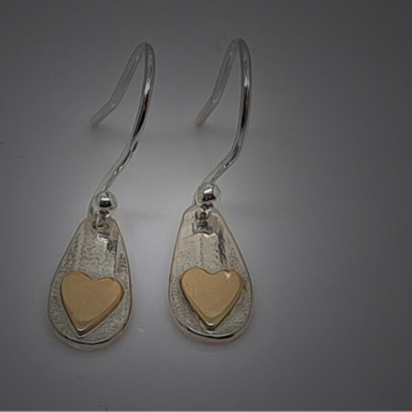 Teardrop with Golden Heart Earrings
