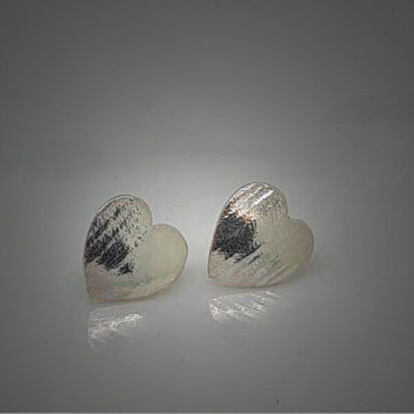 Textured Silver Heart Earrings