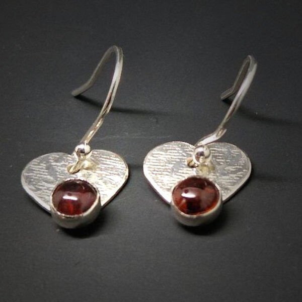 Garnet Heart Earrings